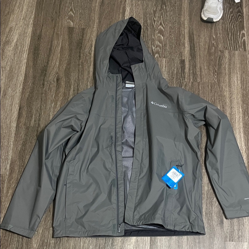 Columbia Charcoal Hooded Rain Jacket